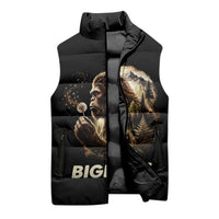 Bigfoot Blowing Wishes Dandelion Sleeveless Puffer Jacket Vintage Sasquatch Art Forest Mountain Nature