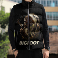 Bigfoot Blowing Wishes Dandelion Sleeveless Puffer Jacket Vintage Sasquatch Art Forest Mountain Nature