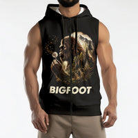 Bigfoot Blowing Wishes Dandelion Sleeveless Zip Hoodie Vintage Sasquatch Art Forest Mountain Nature