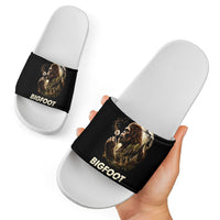 Bigfoot Blowing Wishes Dandelion Slide Sandals Vintage Sasquatch Art Forest Mountain Nature