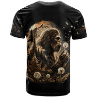Bigfoot Blowing Wishes Dandelion T Shirt Vintage Sasquatch Art Forest Mountain Nature
