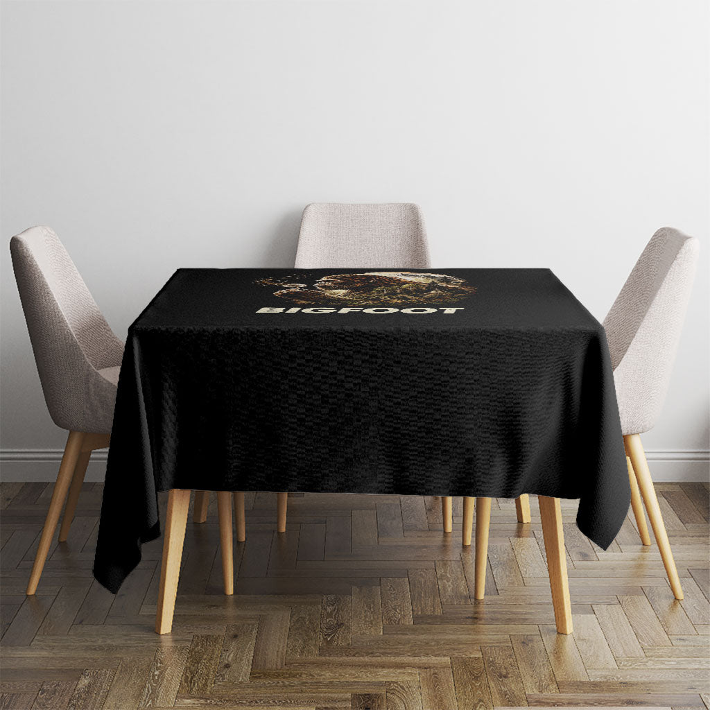 Bigfoot Blowing Wishes Dandelion Tablecloth Vintage Sasquatch Art Forest Mountain Nature