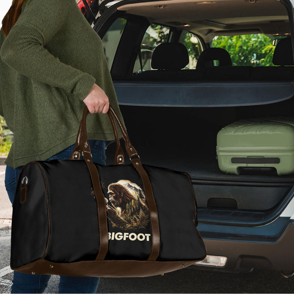 Bigfoot Blowing Wishes Dandelion Travel Bag Vintage Sasquatch Art Forest Mountain Nature