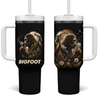 Bigfoot Blowing Wishes Dandelion Tumbler With Handle Vintage Sasquatch Art Forest Mountain Nature