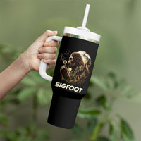 Bigfoot Blowing Wishes Dandelion Tumbler With Handle Vintage Sasquatch Art Forest Mountain Nature
