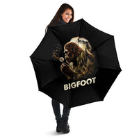 Bigfoot Blowing Wishes Dandelion Umbrella Vintage Sasquatch Art Forest Mountain Nature