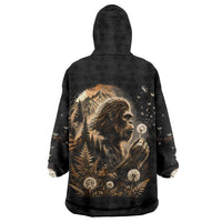 Bigfoot Blowing Wishes Dandelion Wearable Blanket Hoodie Vintage Sasquatch Art Forest Mountain Nature