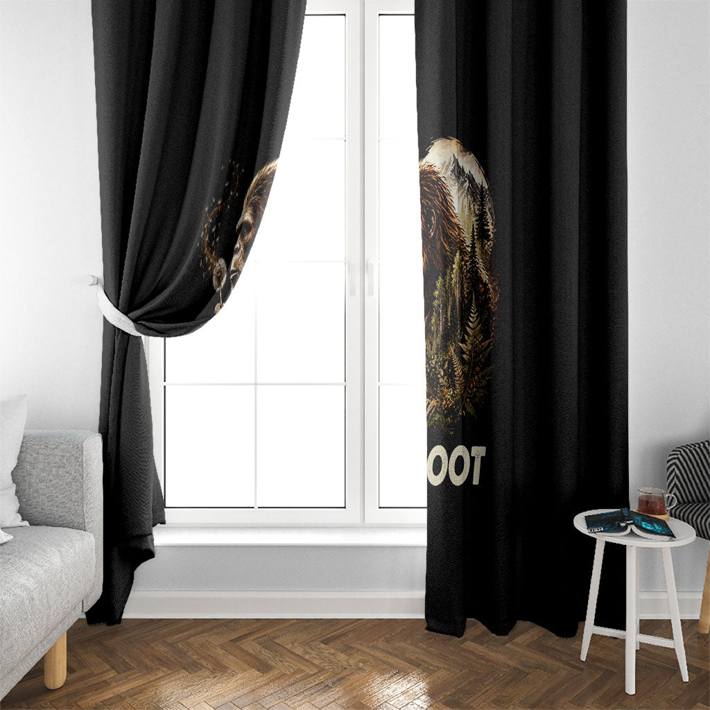 Bigfoot Blowing Wishes Dandelion Window Curtain Vintage Sasquatch Art Forest Mountain Nature