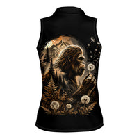 Bigfoot Blowing Wishes Dandelion Women Sleeveless Polo Shirt Vintage Sasquatch Art Forest Mountain Nature