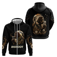 Bigfoot Blowing Wishes Dandelion Zip Hoodie Vintage Sasquatch Art Forest Mountain Nature