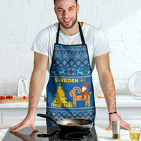 Sweden Christmas Apron with Gnome Yule Goat Royal Crest and Nordic Pattern - Wonder Print Shop