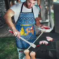 Sweden Christmas Apron with Gnome Yule Goat Royal Crest and Nordic Pattern - Wonder Print Shop