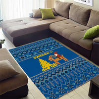 Sweden Christmas Area Rug with Gnome Yule Goat Royal Crest and Nordic Pattern - Wonder Print Shop
