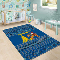Sweden Christmas Area Rug with Gnome Yule Goat Royal Crest and Nordic Pattern - Wonder Print Shop
