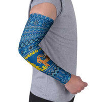 Sweden Christmas Arm Sleeves with Gnome Yule Goat Royal Crest and Nordic Pattern - Wonder Print Shop