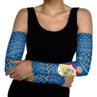 Sweden Christmas Arm Sleeves with Gnome Yule Goat Royal Crest and Nordic Pattern - Wonder Print Shop