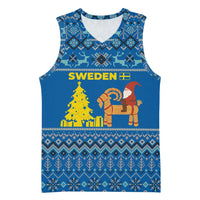 Sweden Christmas Basketball Jersey with Gnome Yule Goat Royal Crest and Nordic Pattern - Wonder Print Shop