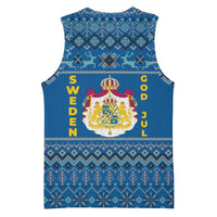 Sweden Christmas Basketball Jersey with Gnome Yule Goat Royal Crest and Nordic Pattern - Wonder Print Shop