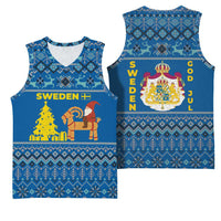 Sweden Christmas Basketball Jersey with Gnome Yule Goat Royal Crest and Nordic Pattern - Wonder Print Shop