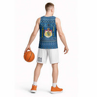 Sweden Christmas Basketball Jersey with Gnome Yule Goat Royal Crest and Nordic Pattern - Wonder Print Shop