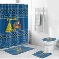 Sweden Christmas Bathroom Set with Gnome Yule Goat Royal Crest and Nordic Pattern - Wonder Print Shop