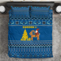 Sweden Christmas Bedding Set with Gnome Yule Goat Royal Crest and Nordic Pattern - Wonder Print Shop