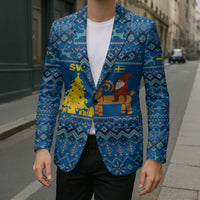 Sweden Christmas Blazer with Gnome Yule Goat Royal Crest and Nordic Pattern - Wonder Print Shop