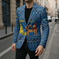 Sweden Christmas Blazer with Gnome Yule Goat Royal Crest and Nordic Pattern - Wonder Print Shop