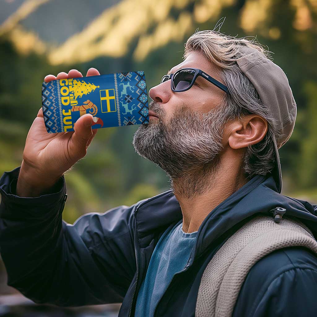 Sweden Christmas 4 in 1 Can Cooler Tumbler with Gnome Yule Goat Royal Crest and Nordic Pattern - Wonder Print Shop