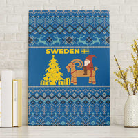 Sweden Christmas Canvas Wall Art with Gnome Yule Goat Royal Crest and Nordic Pattern - Wonder Print Shop