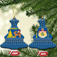 Sweden Christmas Ceramic Ornament with Gnome Yule Goat Royal Crest and Nordic Pattern - Wonder Print Shop