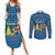 Sweden Christmas Couples Matching Summer Maxi Dress and Long Sleeve Button Shirt with Gnome Yule Goat Royal Crest and Nordic Pattern - Wonder Print Shop