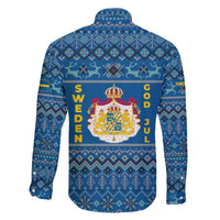 Sweden Christmas Family Matching Off Shoulder Short Dress and Hawaiian Shirt with Gnome Yule Goat Royal Crest and Nordic Pattern - Wonder Print Shop