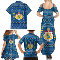 Sweden Christmas Family Matching Summer Maxi Dress and Hawaiian Shirt with Gnome Yule Goat Royal Crest and Nordic Pattern - Wonder Print Shop