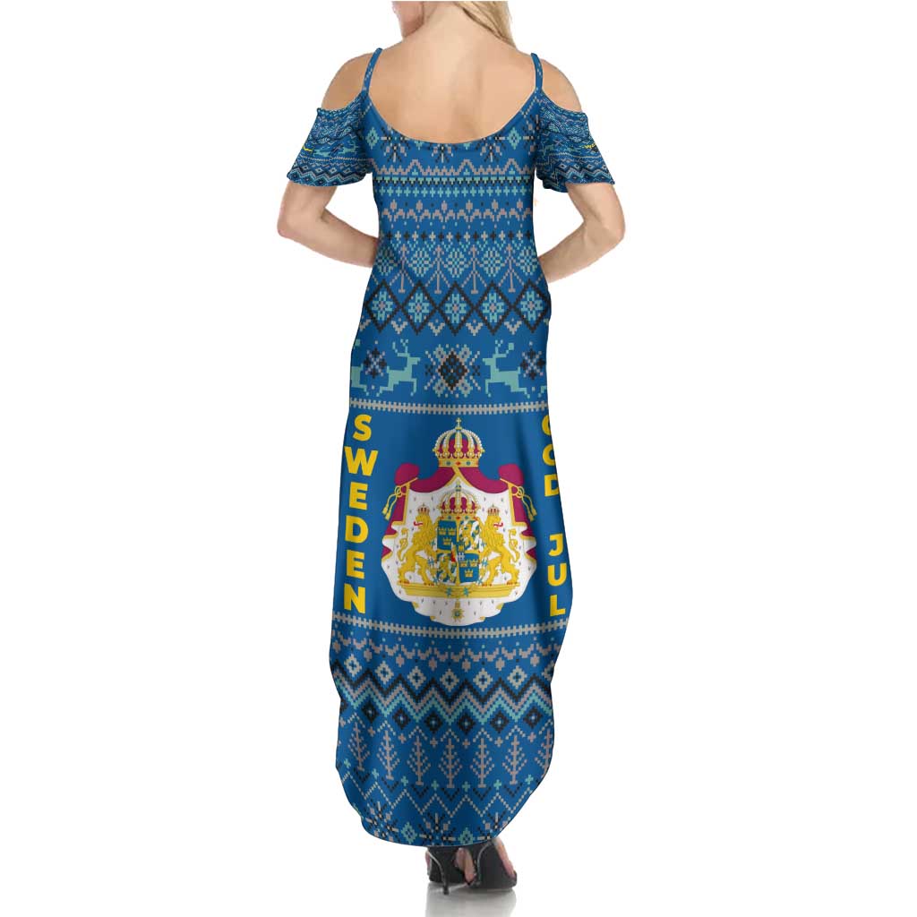 Sweden Christmas Family Matching Summer Maxi Dress and Hawaiian Shirt with Gnome Yule Goat Royal Crest and Nordic Pattern - Wonder Print Shop