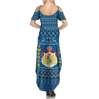 Sweden Christmas Family Matching Summer Maxi Dress and Hawaiian Shirt with Gnome Yule Goat Royal Crest and Nordic Pattern - Wonder Print Shop
