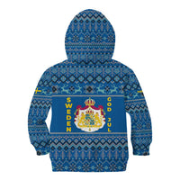 Sweden Christmas Kid Hoodie with Gnome Yule Goat Royal Crest and Nordic Pattern - Wonder Print Shop