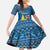 Sweden Christmas Kid Short Sleeve Dress with Gnome Yule Goat Royal Crest and Nordic Pattern - Wonder Print Shop