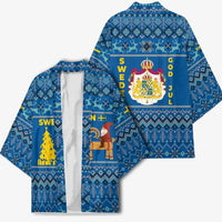 Sweden Christmas Kimono with Gnome Yule Goat Royal Crest and Nordic Pattern - Wonder Print Shop