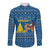 Sweden Christmas Long Sleeve Button Shirt with Gnome Yule Goat Royal Crest and Nordic Pattern - Wonder Print Shop