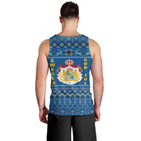 Sweden Christmas Men Tank Top with Gnome Yule Goat Royal Crest and Nordic Pattern - Wonder Print Shop