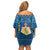 Sweden Christmas Off Shoulder Short Dress with Gnome Yule Goat Royal Crest and Nordic Pattern - Wonder Print Shop