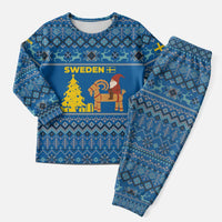Sweden Christmas Pajama Set with Gnome Yule Goat Royal Crest and Nordic Pattern - Wonder Print Shop