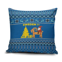 Sweden Christmas Pillow Cover with Gnome Yule Goat Royal Crest and Nordic Pattern - Wonder Print Shop