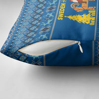 Sweden Christmas Pillow Cover with Gnome Yule Goat Royal Crest and Nordic Pattern - Wonder Print Shop