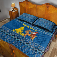Sweden Christmas Quilt Bed Set with Gnome Yule Goat Royal Crest and Nordic Pattern - Wonder Print Shop
