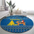 Sweden Christmas Round Carpet with Gnome Yule Goat Royal Crest and Nordic Pattern - Wonder Print Shop