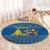 Sweden Christmas Round Carpet with Gnome Yule Goat Royal Crest and Nordic Pattern - Wonder Print Shop
