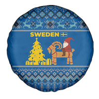 Sweden Christmas Spare Tire Cover with Gnome Yule Goat Royal Crest and Nordic Pattern - Wonder Print Shop