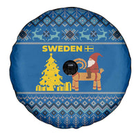 Sweden Christmas Spare Tire Cover with Gnome Yule Goat Royal Crest and Nordic Pattern - Wonder Print Shop